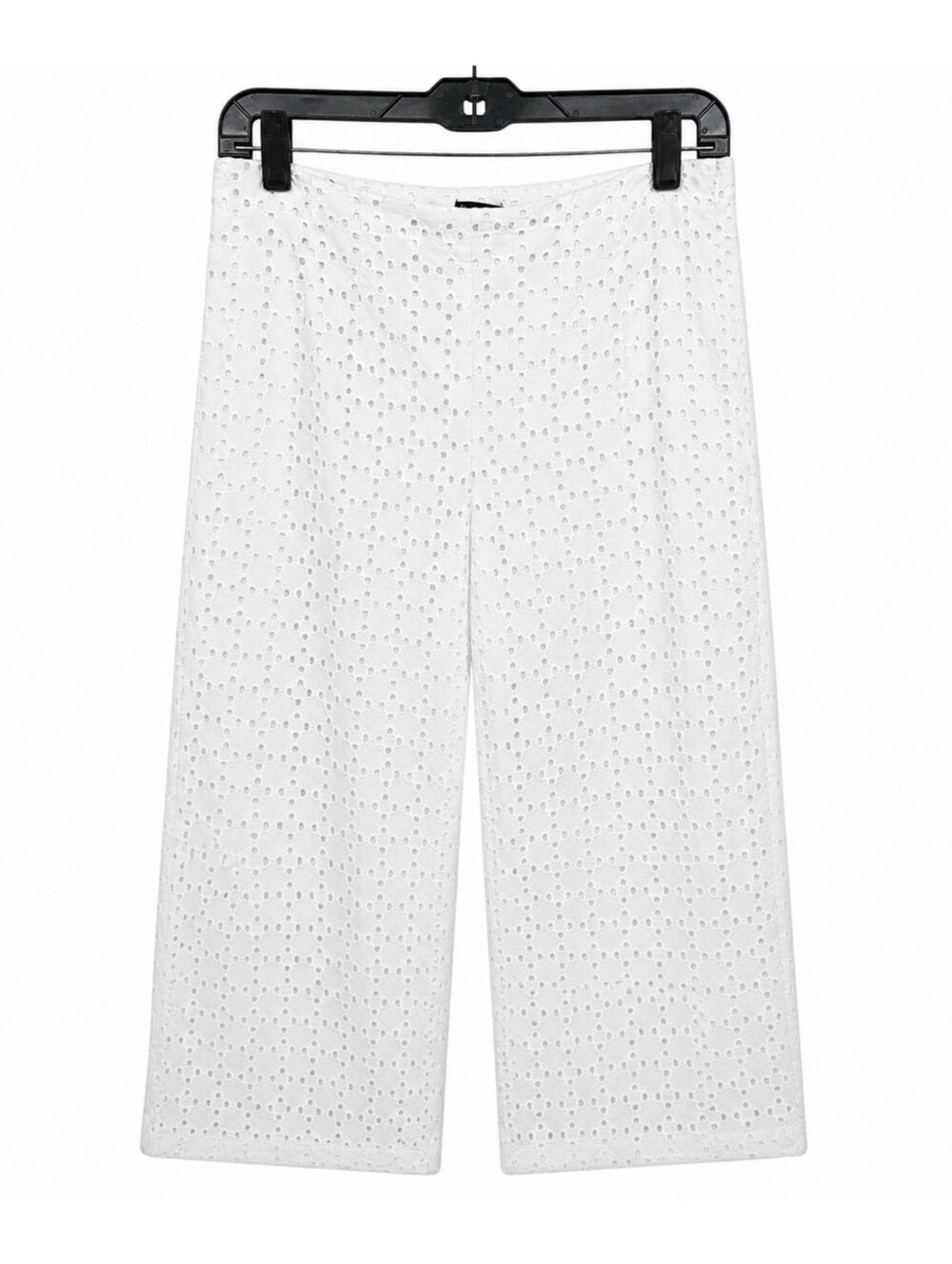 Ann Taylor Factory White Eyelet Cotton Straight Leg Crop Pants Lined Size 6 - Picture 3 of 15
